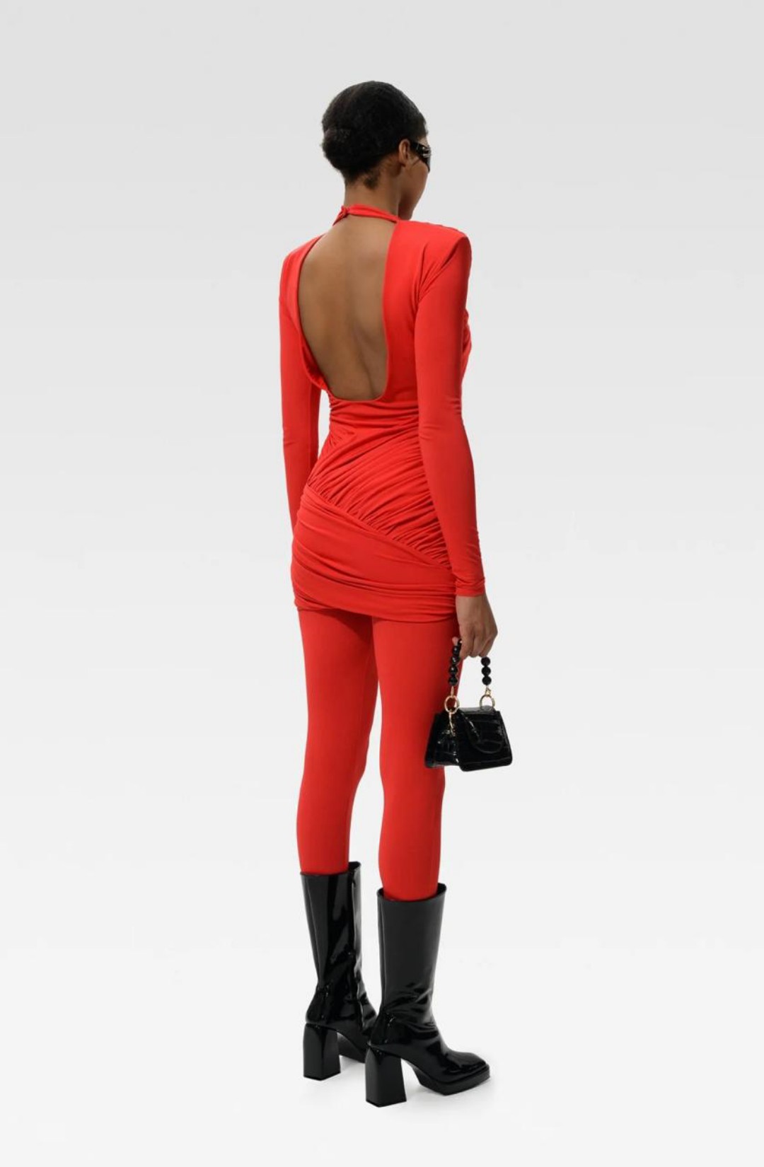 Red dress with leggings